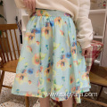 Polyester Print Short Skirt Good Quality Floral ladies skirt in Summer Factory